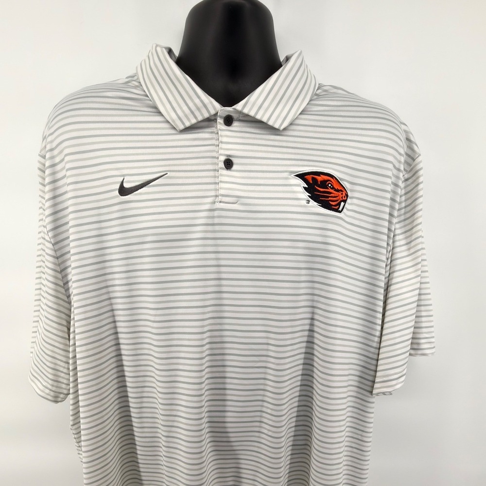 Nike Oregon State Beavers Dri-FIT Striped Polo Shirt Men's XXL Tall Golf Jersey